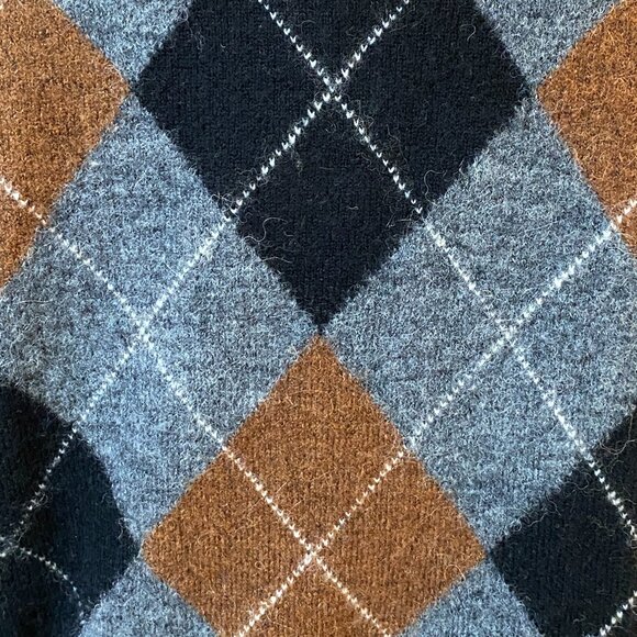 Rails Shae Wool Alpaca Argyle Cropped Sweater Polo Collar Preppy Dark Academia-M - Picture 10 of 12